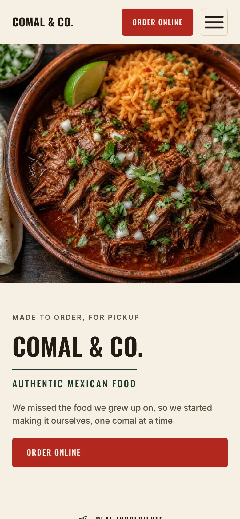 Mexican kitchen template on a phone
